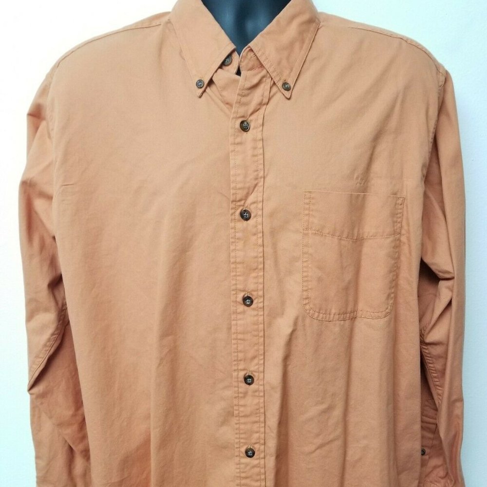 Eddie Bauer Men's Light Burnt Orange Relaxed Fit Button Up Fall Shirt